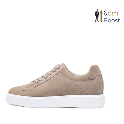 Beige sneaker with white sole on a white background
