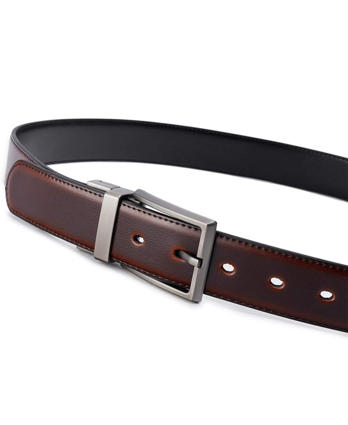 Mens Reversible Leather Belt - Matte buckle