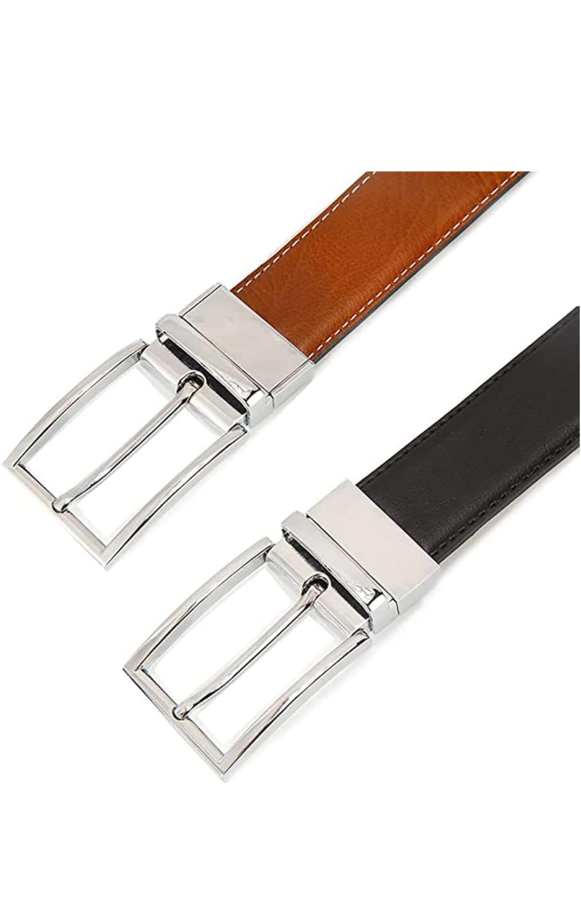 Mens Reversible Leather Belt with Chrome buckle
