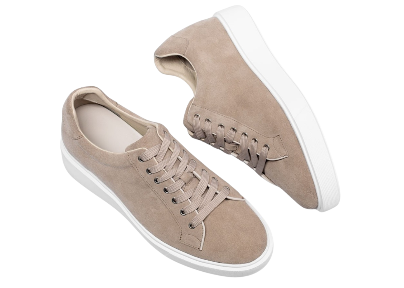 Beige sneakers on a white background