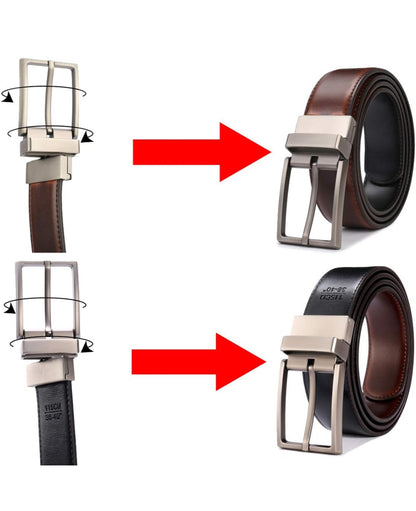 Mens Reversible Leather Belt - Matte buckle