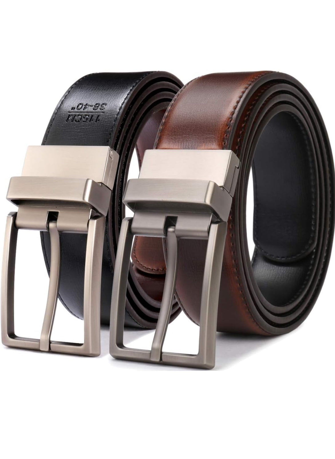 Mens Reversible Leather Belt - Matte buckle