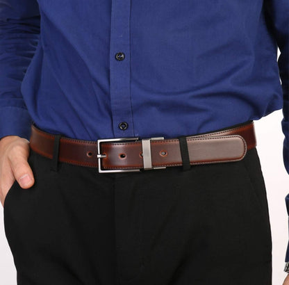 Mens Reversible Leather Belt - Matte buckle